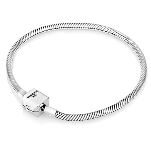 Silver Locking Clasp Charm Bracelet, 4 Lengths, All Sizes 30% OFF